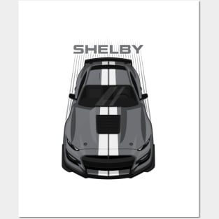 Ford Mustang Shelby GT500 2020-2021 - Magnetic Grey - White Stripes Posters and Art